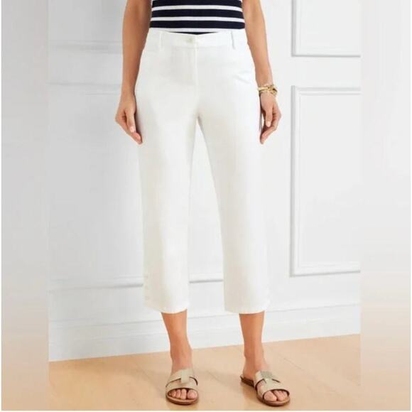 Talbots White Perfect Skimmer Cropped Pedal Pusher Pants Size 8P Casual Mature - Picture 1 of 13